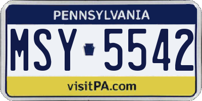 PA license plate MSY5542