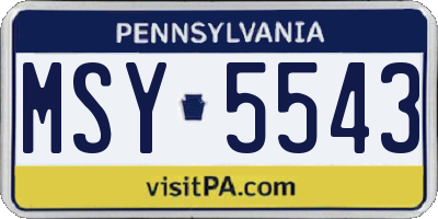 PA license plate MSY5543