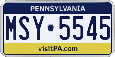 PA license plate MSY5545