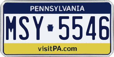 PA license plate MSY5546