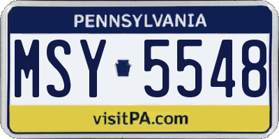 PA license plate MSY5548