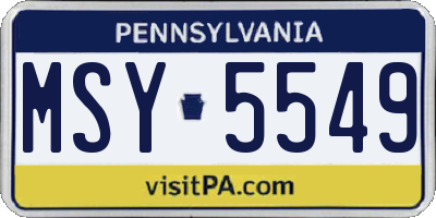 PA license plate MSY5549