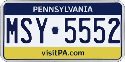 PA license plate MSY5552