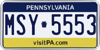 PA license plate MSY5553