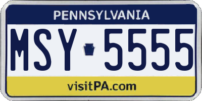 PA license plate MSY5555