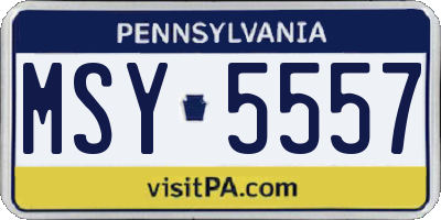 PA license plate MSY5557
