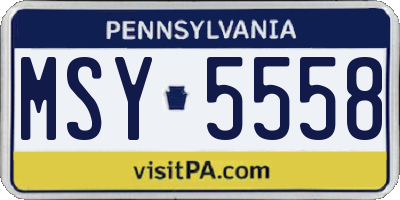 PA license plate MSY5558