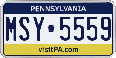 PA license plate MSY5559