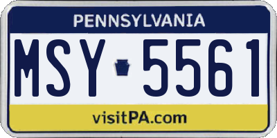 PA license plate MSY5561