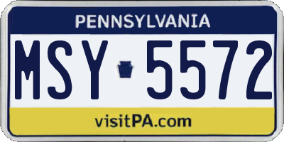 PA license plate MSY5572