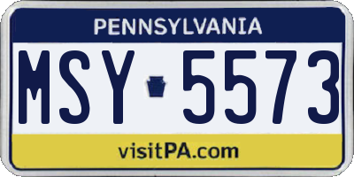 PA license plate MSY5573