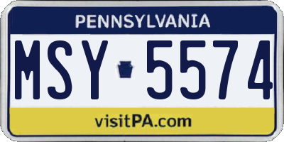 PA license plate MSY5574