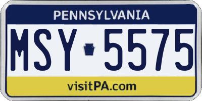 PA license plate MSY5575