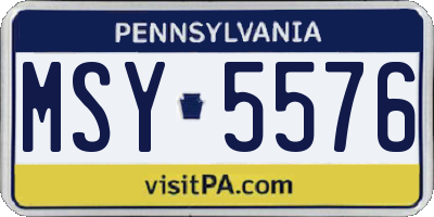 PA license plate MSY5576