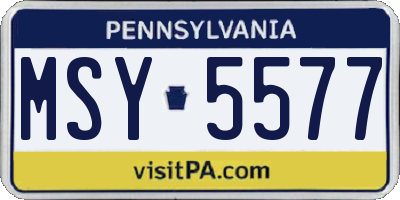 PA license plate MSY5577
