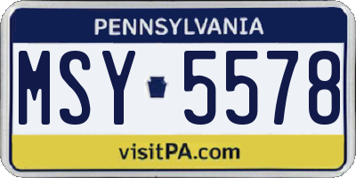PA license plate MSY5578