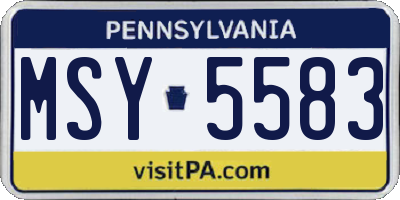 PA license plate MSY5583