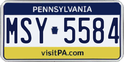 PA license plate MSY5584