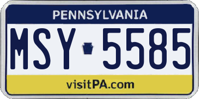 PA license plate MSY5585