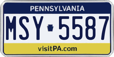 PA license plate MSY5587
