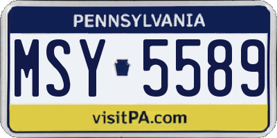 PA license plate MSY5589