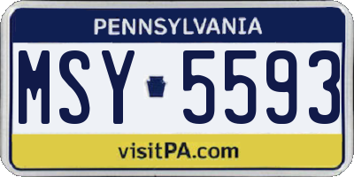 PA license plate MSY5593