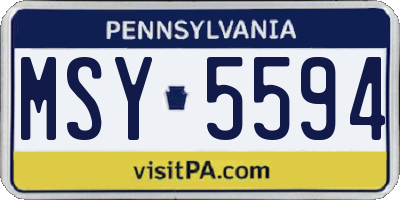 PA license plate MSY5594