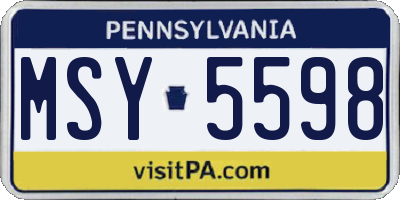 PA license plate MSY5598