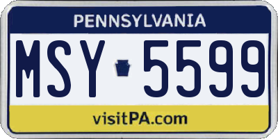 PA license plate MSY5599