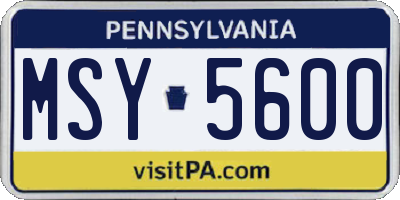 PA license plate MSY5600
