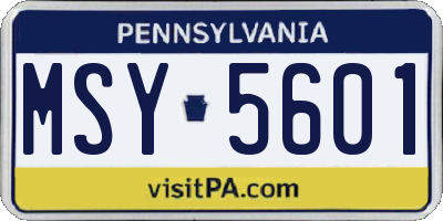 PA license plate MSY5601