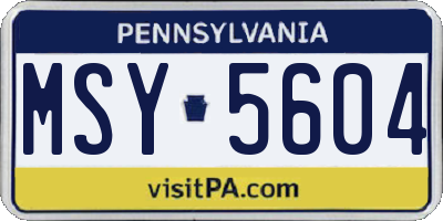 PA license plate MSY5604