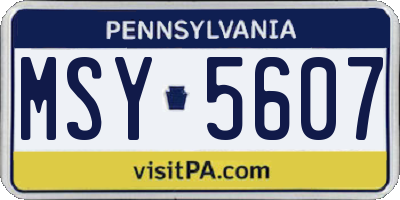 PA license plate MSY5607