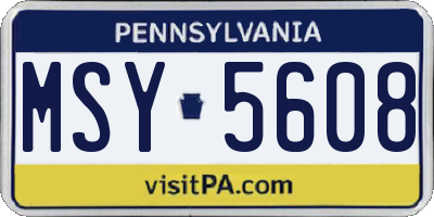 PA license plate MSY5608