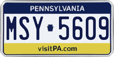 PA license plate MSY5609