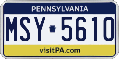 PA license plate MSY5610