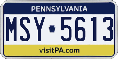PA license plate MSY5613