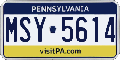 PA license plate MSY5614