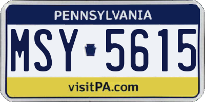 PA license plate MSY5615