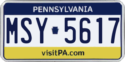 PA license plate MSY5617