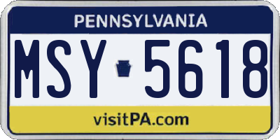 PA license plate MSY5618