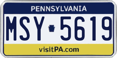 PA license plate MSY5619