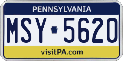 PA license plate MSY5620