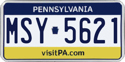 PA license plate MSY5621