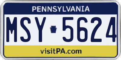 PA license plate MSY5624