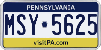 PA license plate MSY5625
