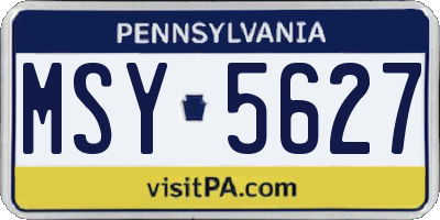 PA license plate MSY5627