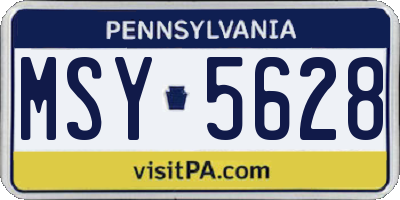 PA license plate MSY5628