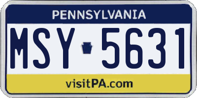 PA license plate MSY5631