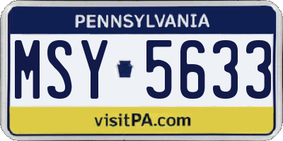 PA license plate MSY5633